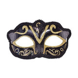 Black/Glittery Gold Masquerade Mask