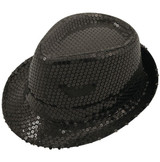 Black Sequinned Gangster Hat