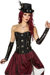 Ladies Black/Silver Steampunk Corset