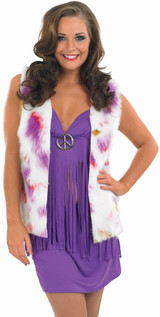 Ladies Purple Hippy Fancy Dress Costume