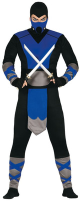 Mens 90s Blue Ninja Fancy Dress Costume