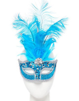 Blue Feathered Venetian Mask