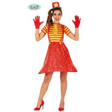 Women's Clown Costume with Stripes and Polka Dots