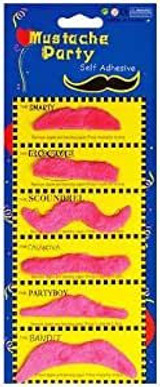 6 x Pink Moustaches Assorted