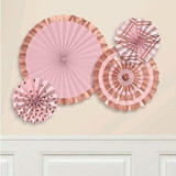 Gold Blush Decoration Paper Fan Garland 4 Pack Rose