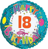 Mylar Balloons, Happy Birthday 18, 17, Multicolored"