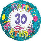 18'' Happy 30 Birthday Foil Helium Balloon
