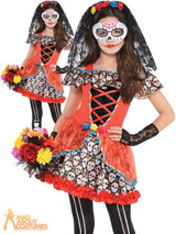 Girls Sugar Skull Senorita Day of the Dead Fancy Dress