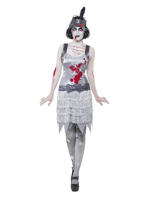 Zombie Flapper Dress Costume, Grey