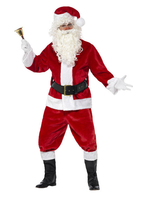 Deluxe Santa Costume & Hat, Red