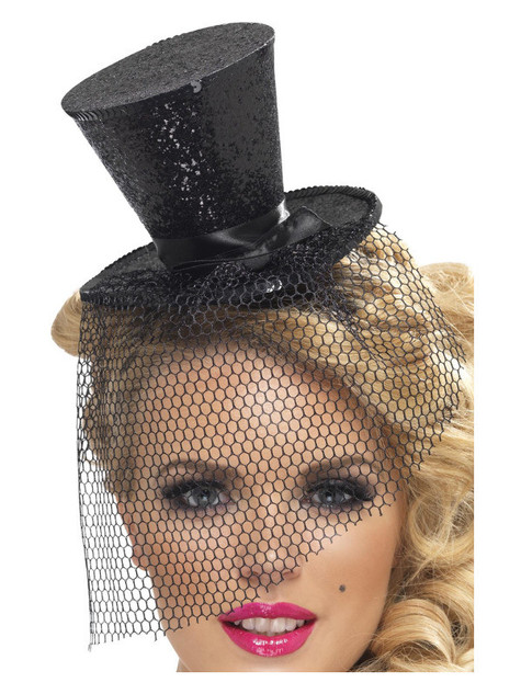 Fever Mini Top Hat on Headband, Black