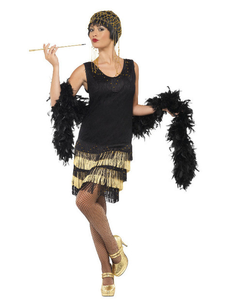 20s Fringed Flapper Costume, Black