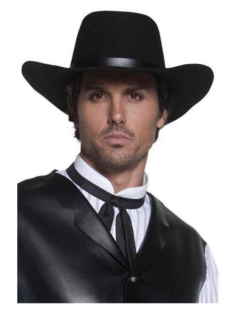 Authentic Western Gunslinger Hat, Black
