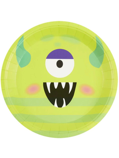 Monster Tableware, Party Plates, Green x8