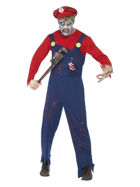 Zombie Plumber Costume, Red & Blue