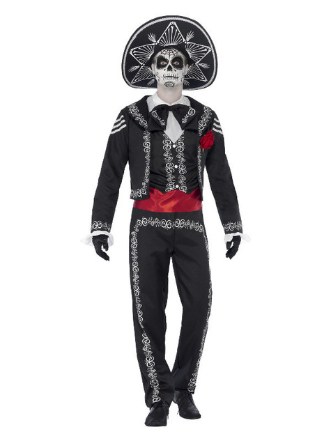 Deluxe Day of the Dead Senor Bones Costume, Black