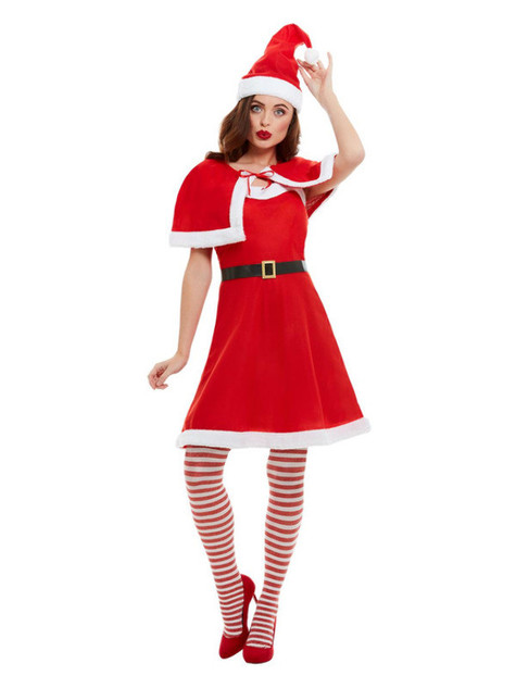 Miss Santa Costume, Red with Dress and Cape