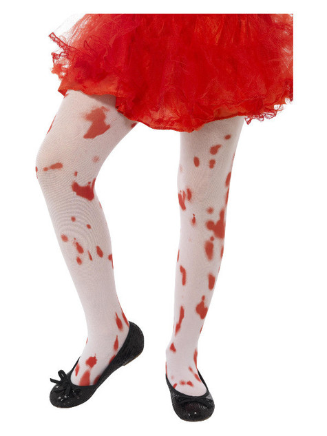 Tights, White with Blood Stain Print