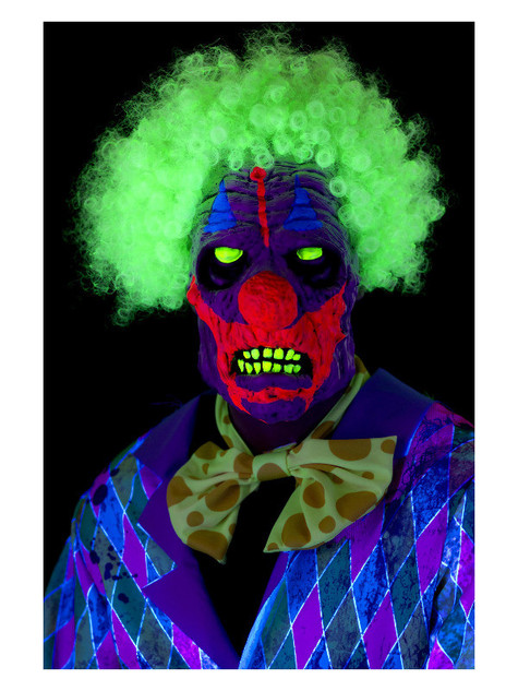 UV Black Light Clown Mask, Multi-Coloured