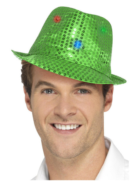 Light Up Sequin Trilby Hat, Green