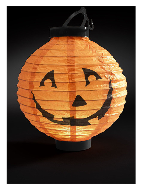 Light Up LED Paper Pumpkin Lantern, Orange