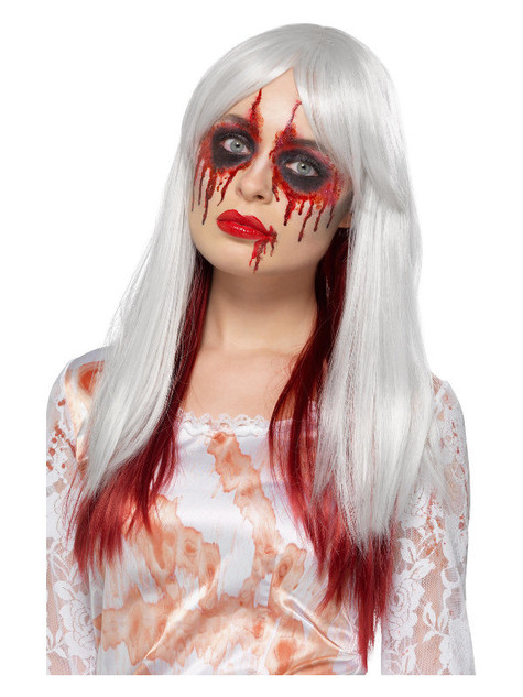 Deluxe Blood Drip Ombre Wig, White & Red