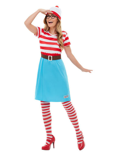 Where's Wally? Wenda Costume, Red & White with Dress