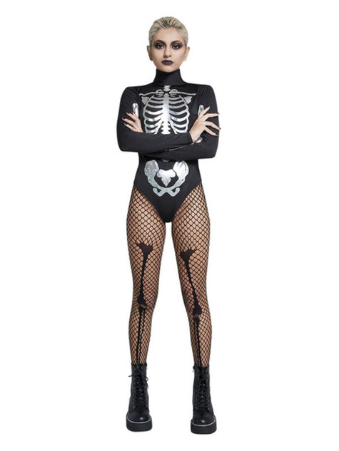 Fever Skeleton Bodysuit, Black & White