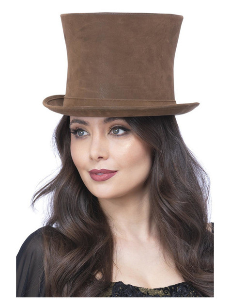 Deluxe Authentic Victorian Top Hat, Brown