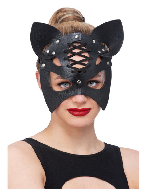 Fever Black Mock Leather Cat Mask