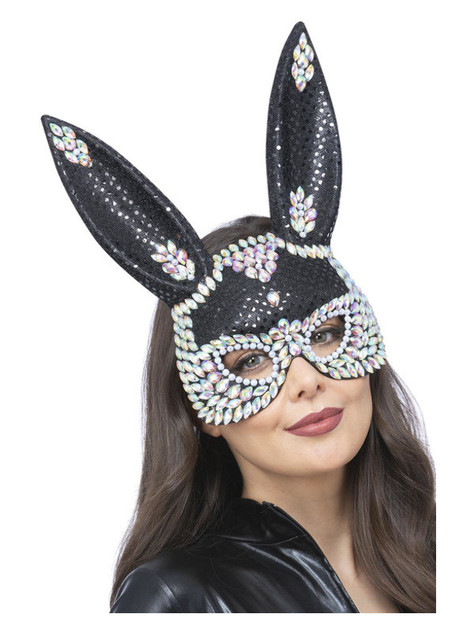 Fever Black Jewel Sequin Rabbit Mask