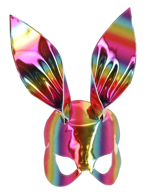 Rainbow Metallic Bunny Mask