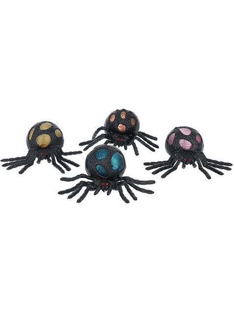 Squeezy Stretchy Glitter Spiders, 12pcs