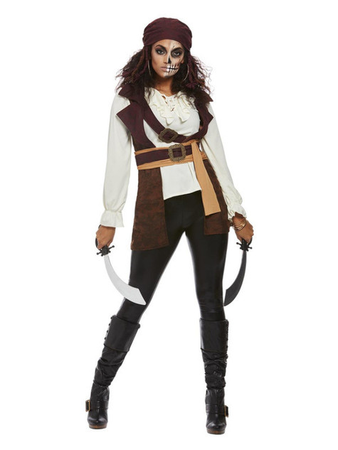 Dark Spirit Pirate Costume, Brown, Womens