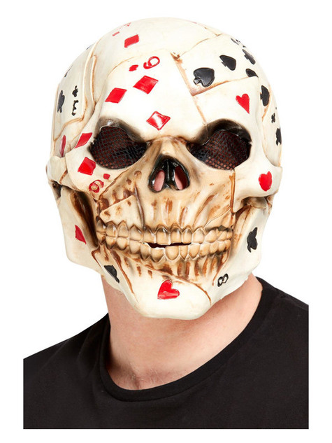 Poker Face Skull Overhead Mask, Latex