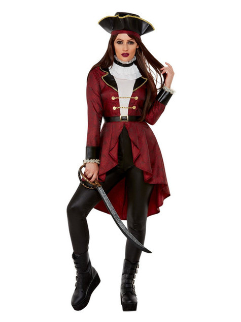 Deluxe Swashbuckler Pirate Costume, Burgundy