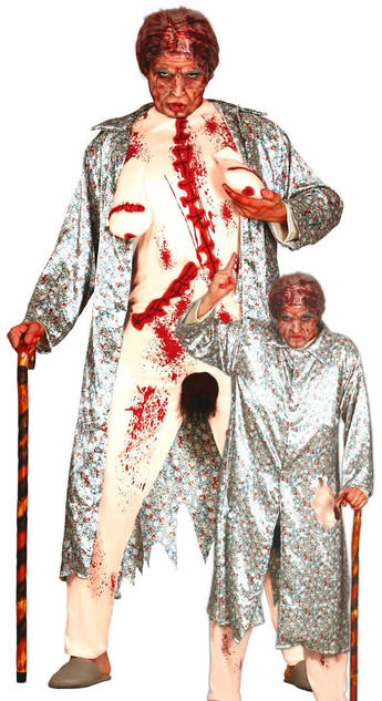 Mens Zombie Flasher Granny Fancy Dress Costume
