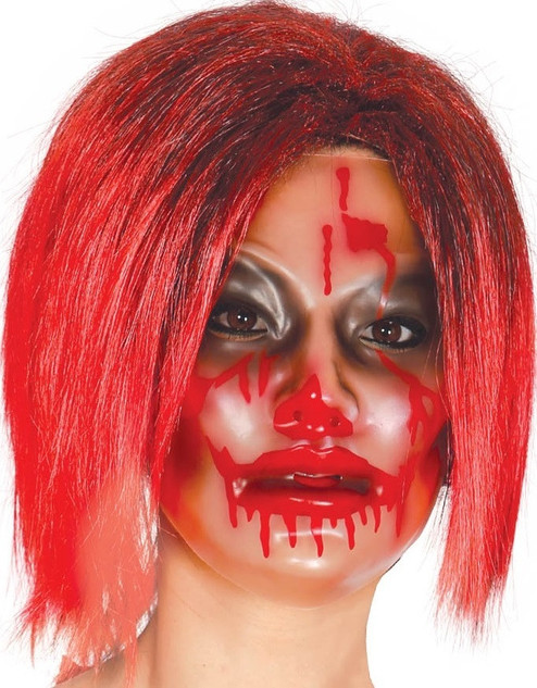 Ladies Transparent Bloody Fancy Dress Mask