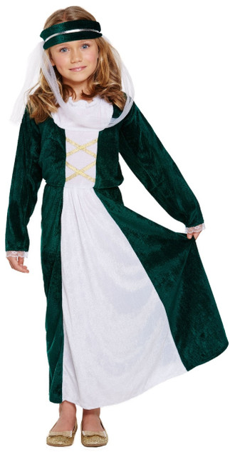 Girls Medieval Maiden Fancy Dress Costume