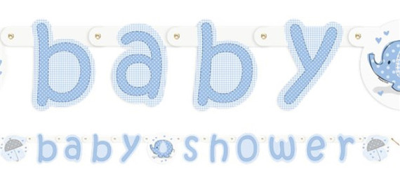 Boys Blue Elephant Baby Shower Party Banner