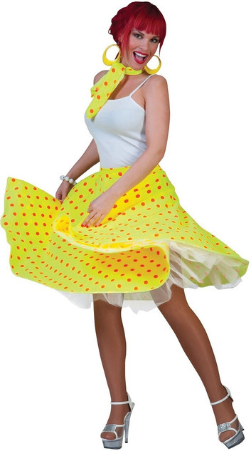 Ladies 1950s Yellow Skirt Fancy Dress Costume