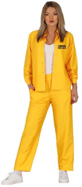 Ladies Yellow Prisoner Fancy Dress Costume