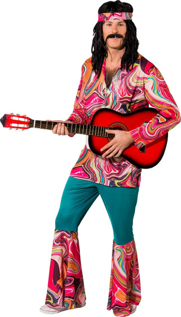 Mens Festival Hippie Fancy Dress Costume