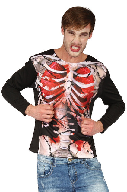 Mens Chained Skeleton 3D Print Shirt