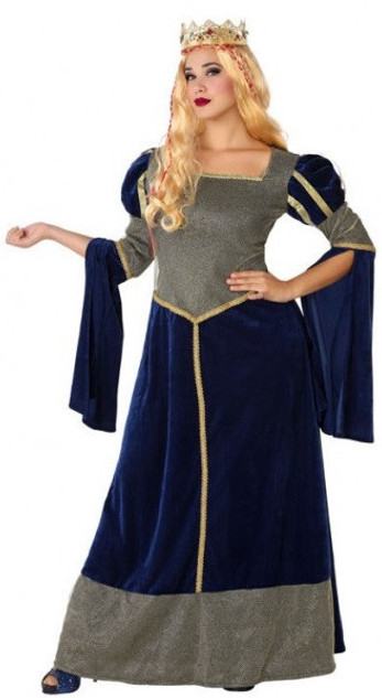 Ladies Blue Medieval Fancy Dress Costume