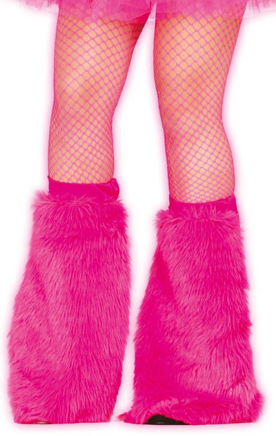Ladies Neon Pink Fluffy Leg Warmers