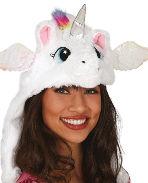 Ladies Fluffy White Unicorn Fancy Dress Hat