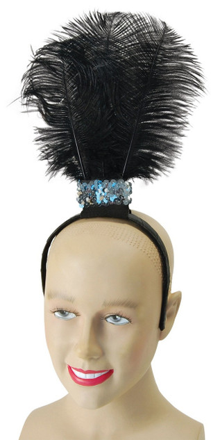 Ladies Flapper Headband with Black Feathers