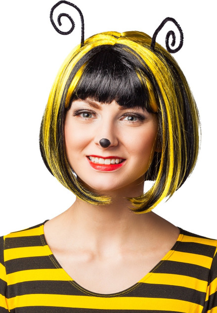 Ladies Bumble Bee Bob Fancy Dress Wig