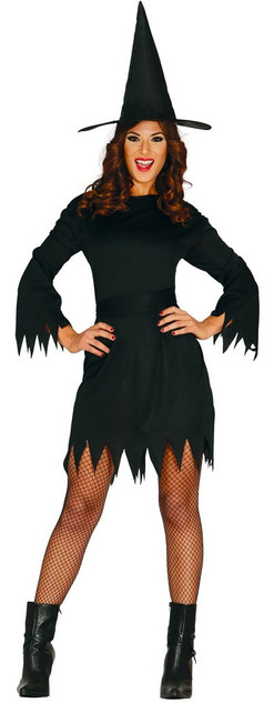 Ladies Black Witch Fancy Dress Costume
